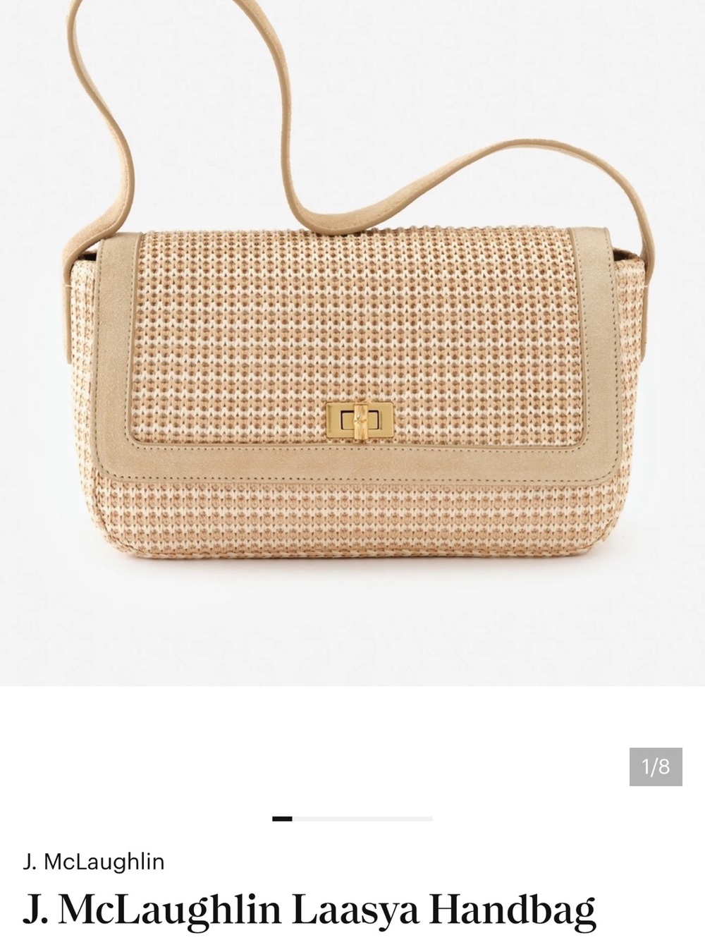 J. McLaughlin Laasya Woven Shoulder Bag in Beige and Gold